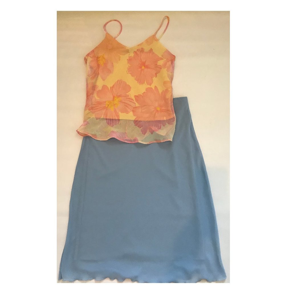 Anny Classic sheer stretch blue blue skirt Size 38